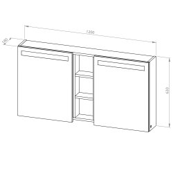 Mobile pensile Grande Plus 120 con specchio, 2 porte